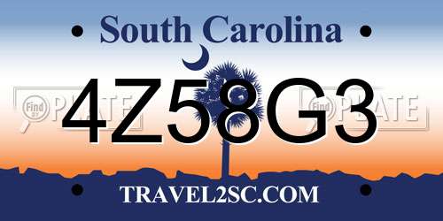 4Z58G3 South Carolina License Plate