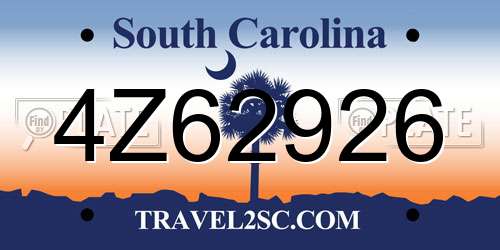 4Z62926 South Carolina License Plate