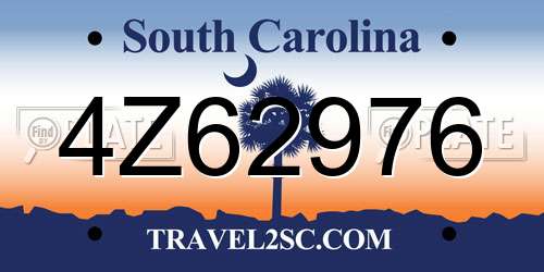 4Z62976 South Carolina License Plate