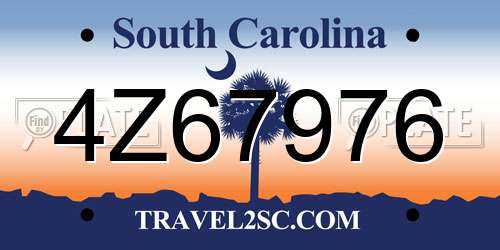 4Z67976 South Carolina License Plate