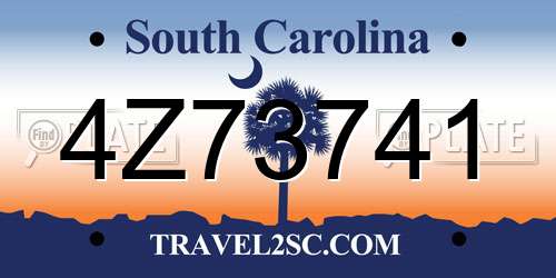 4Z73741 South Carolina License Plate