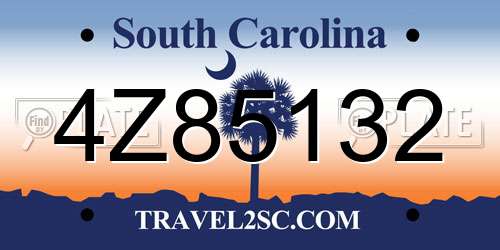 4Z85132 South Carolina License Plate