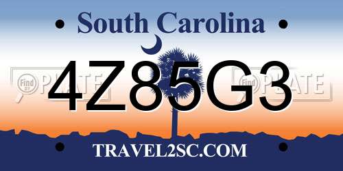 4Z85G3 South Carolina License Plate