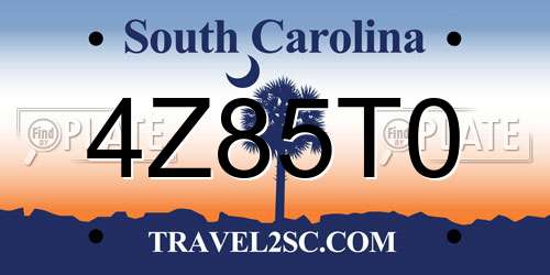 4Z85T0 South Carolina License Plate