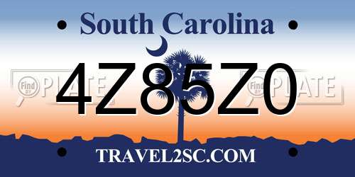 4Z85Z0 South Carolina License Plate