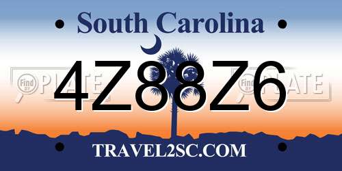 4Z88Z6 South Carolina License Plate
