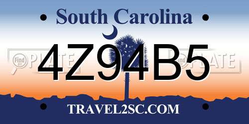 4Z94B5 South Carolina License Plate
