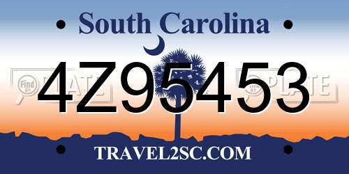 4Z95453 South Carolina License Plate