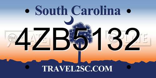 4ZB5132 South Carolina License Plate