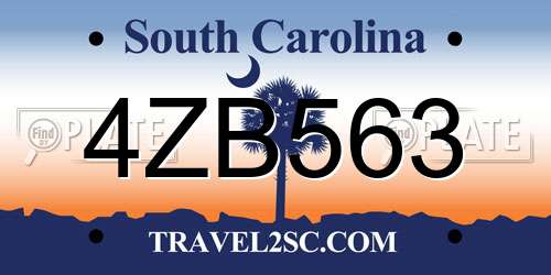 4ZB563 South Carolina License Plate