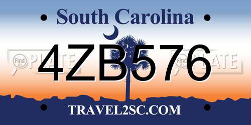 4ZB576 South Carolina License Plate
