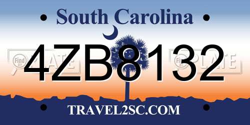 4ZB8132 South Carolina License Plate