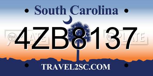 4ZB8137 South Carolina License Plate