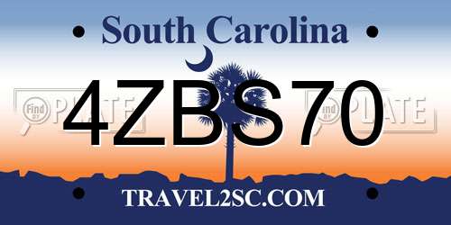 4ZBS70 South Carolina License Plate
