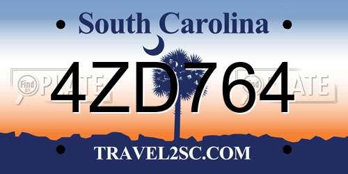 4ZD764 South Carolina License Plate