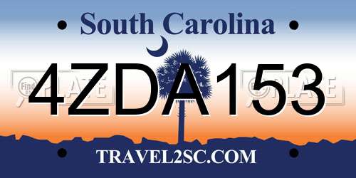 4ZDA153 South Carolina License Plate
