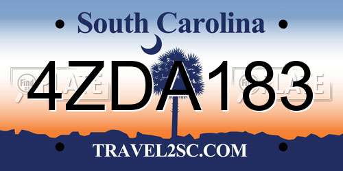 4ZDA183 South Carolina License Plate