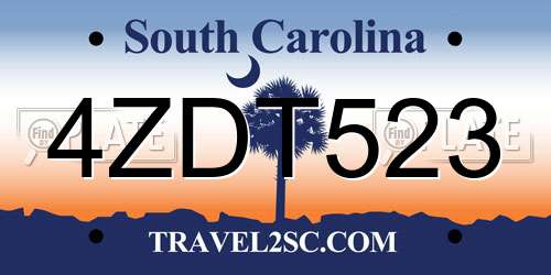 4ZDT523 South Carolina License Plate