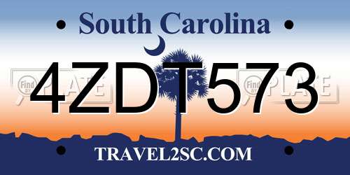 4ZDT573 South Carolina License Plate
