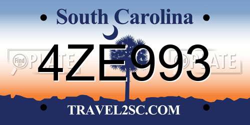 4ZE993 South Carolina License Plate