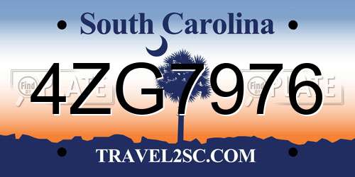 4ZG7976 South Carolina License Plate
