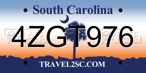 4ZGT976 South Carolina License Plate