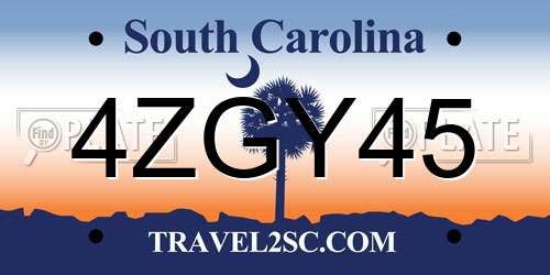 4ZGY45 South Carolina License Plate