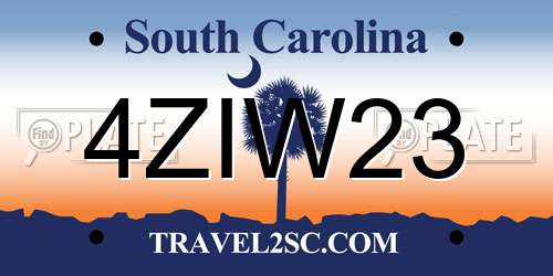 4ZIW23 South Carolina License Plate