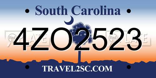 4ZO2523 South Carolina License Plate