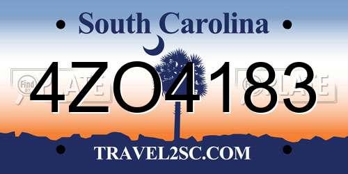 4ZO4183 South Carolina License Plate
