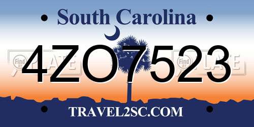 4ZO7523 South Carolina License Plate