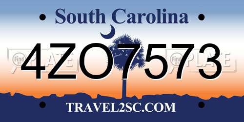4ZO7573 South Carolina License Plate