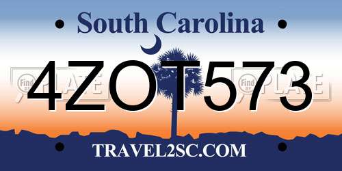 4ZOT573 South Carolina License Plate