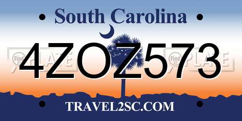 4ZOZ573 South Carolina License Plate