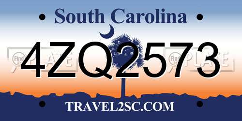4ZQ2573 South Carolina License Plate