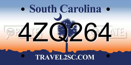 4ZQ264 South Carolina License Plate
