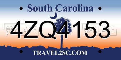 4ZQ4153 South Carolina License Plate