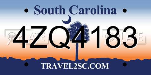 4ZQ4183 South Carolina License Plate