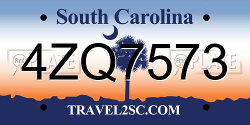4ZQ7573 South Carolina License Plate
