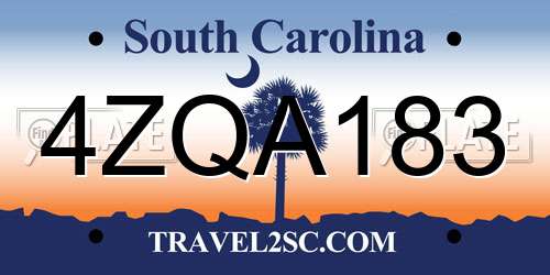 4ZQA183 South Carolina License Plate