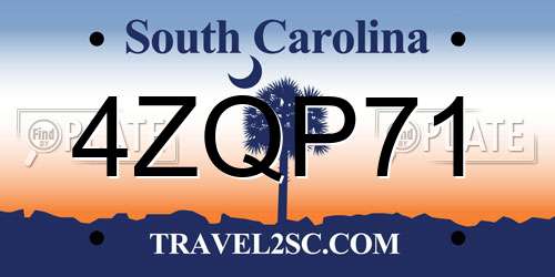 4ZQP71 South Carolina License Plate