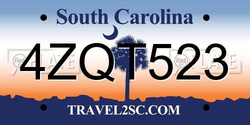 4ZQT523 South Carolina License Plate