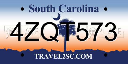 4ZQT573 South Carolina License Plate