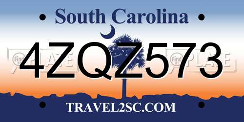 4ZQZ573 South Carolina License Plate