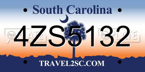 4ZS5132 South Carolina License Plate