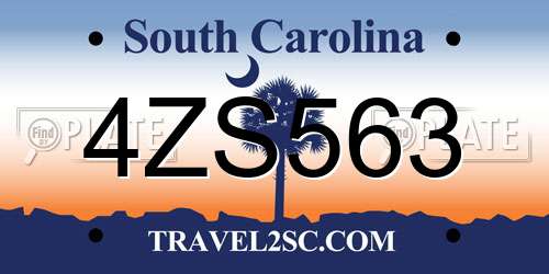 4ZS563 South Carolina License Plate