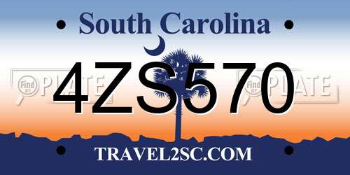 4ZS570 South Carolina License Plate