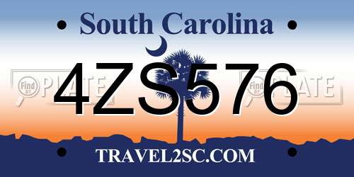 4ZS576 South Carolina License Plate