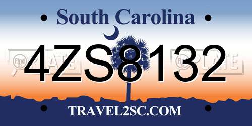 4ZS8132 South Carolina License Plate