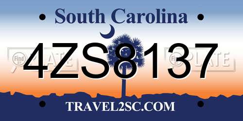4ZS8137 South Carolina License Plate